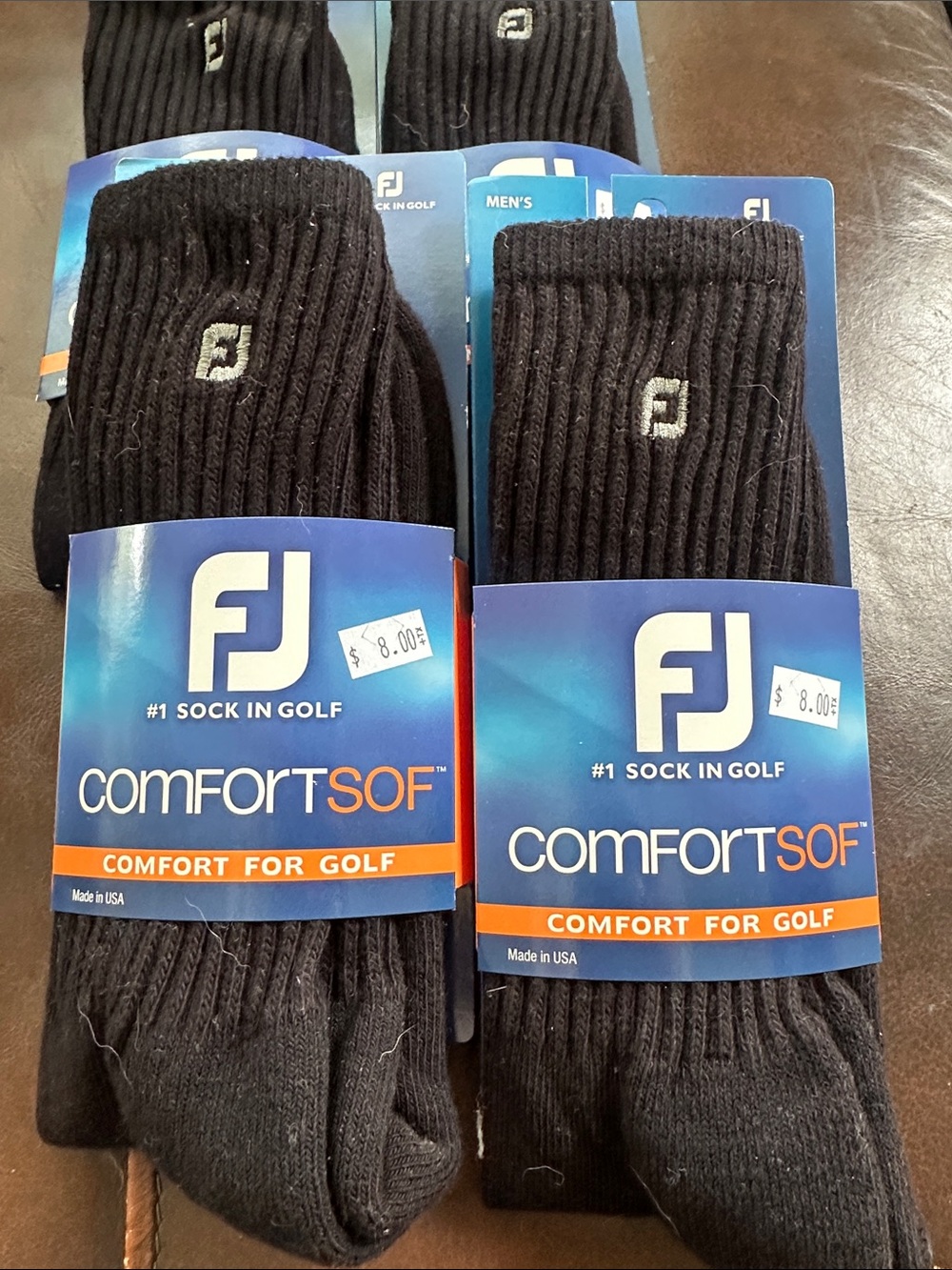 FootJoy comfortsof sock for golf size 7-12 men’s black set of 4 new